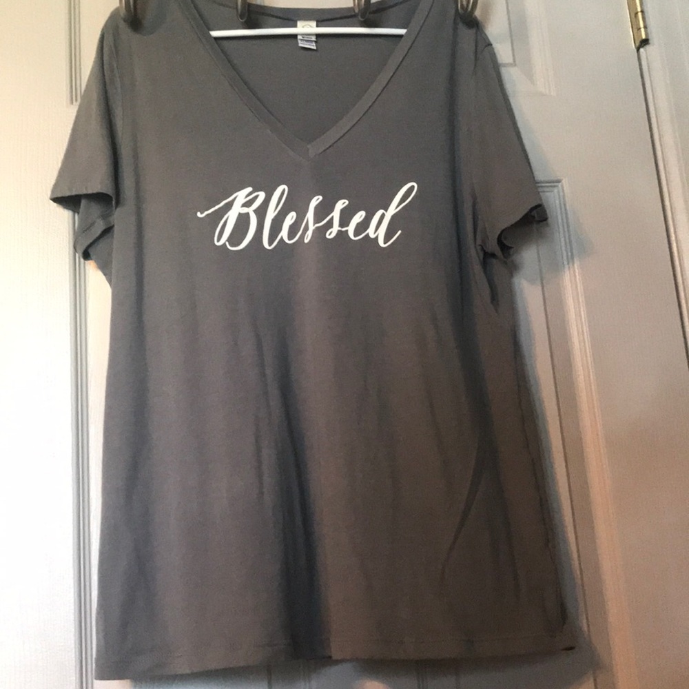 Gray “Blessed” Graphic Tee